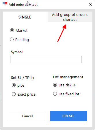 ForexSpeedUp using. Choosing group of orders shortcut