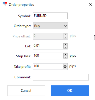 ForexSpeedUp using. Group of orders shortcut. Specify order parameters